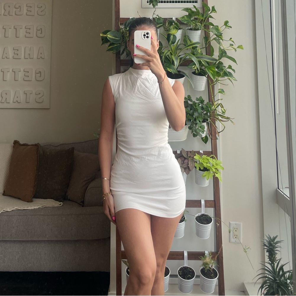White Sleeveless Mini Dress